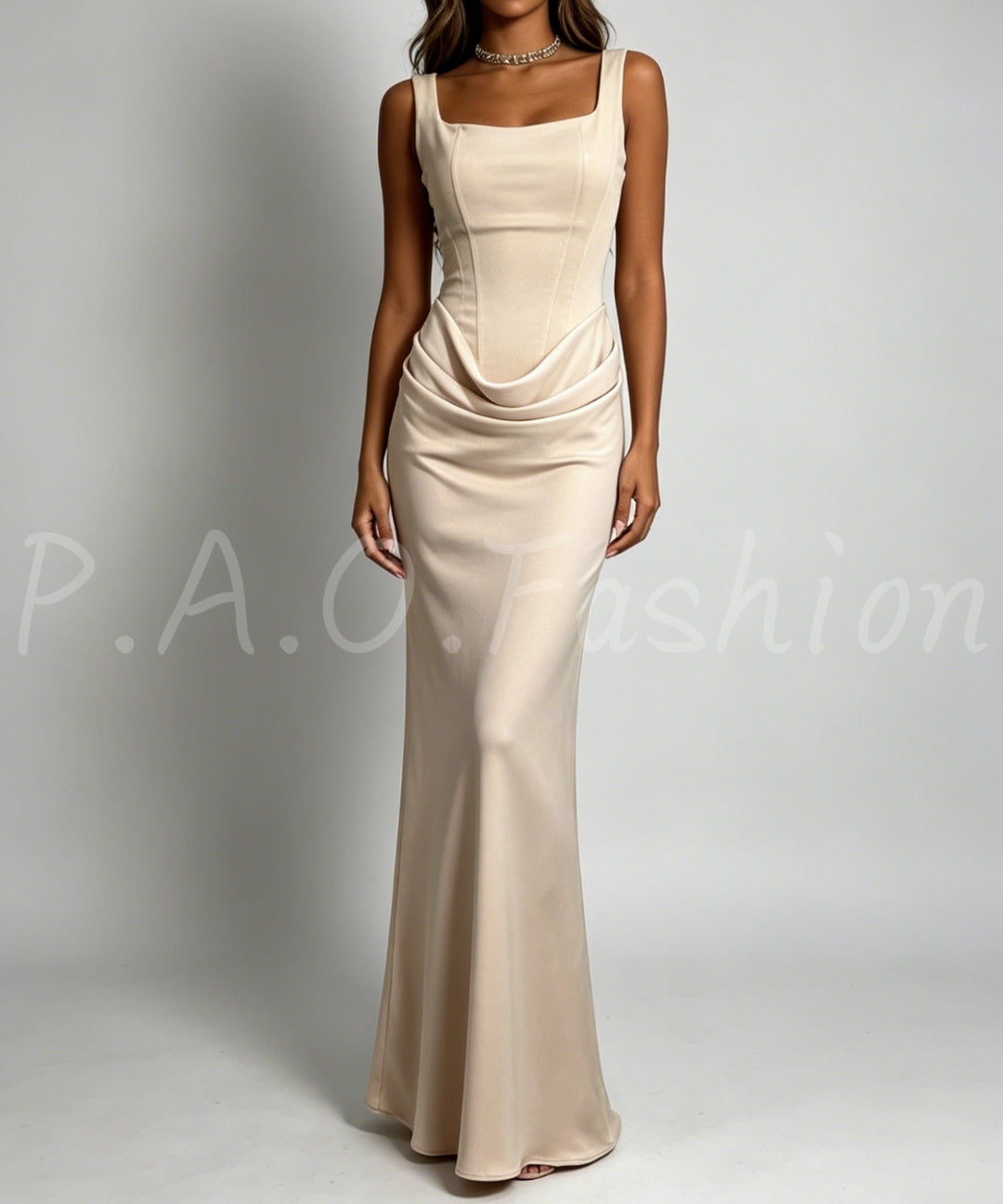Satin Square Neck Mermaid Gown[Available Now]