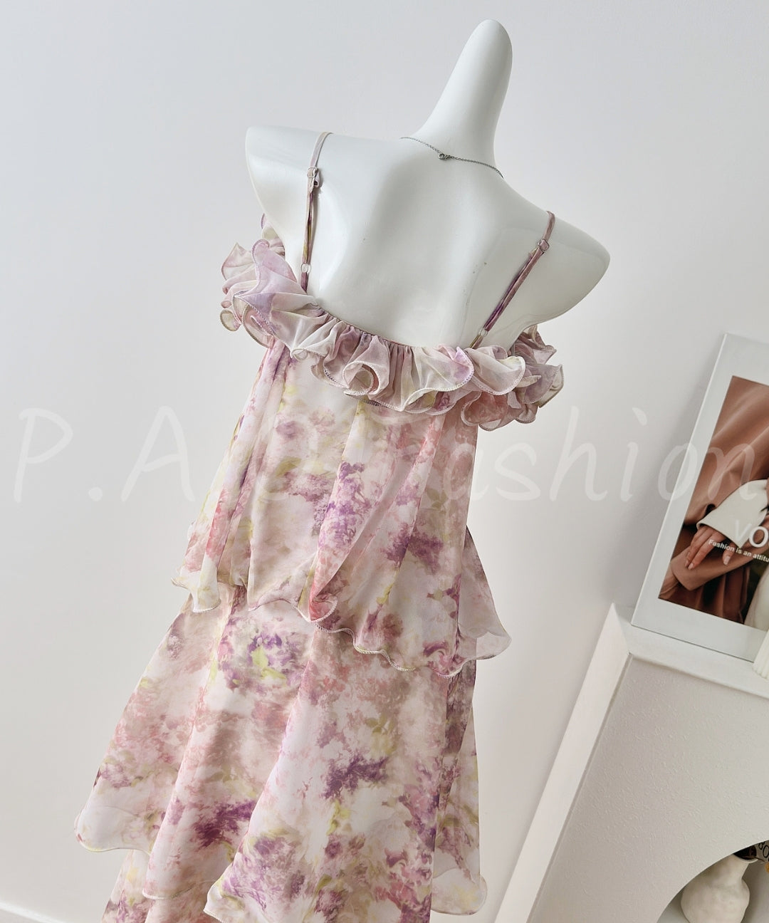 Lavender Ombre Floral Tiered Chiffon Maxi Dress[Available Now]