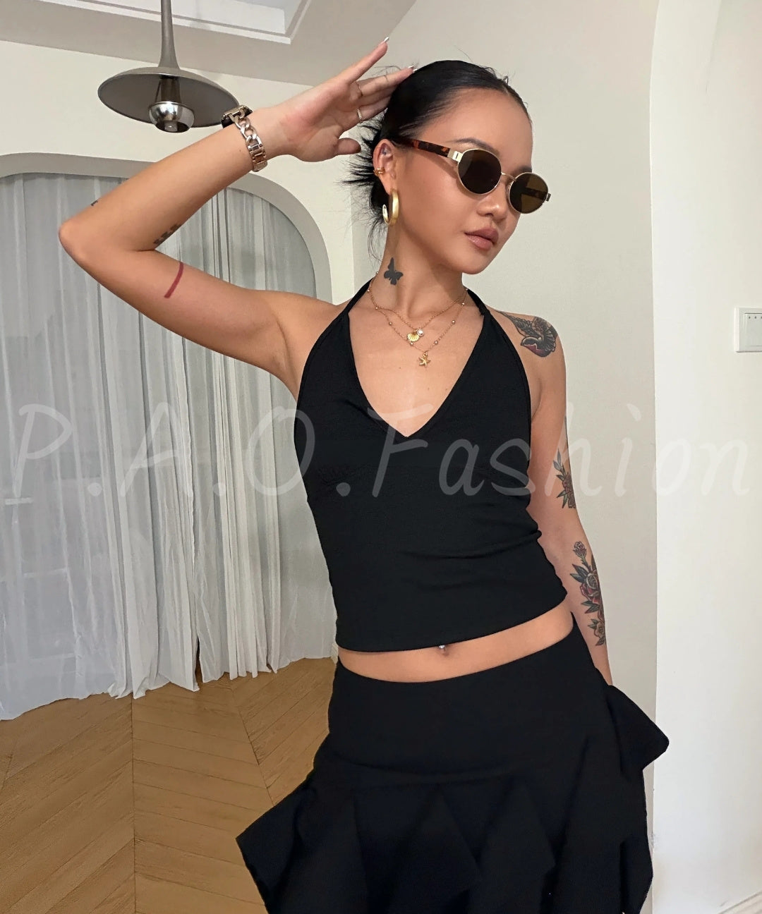 Deep V Halter Stretch Tank