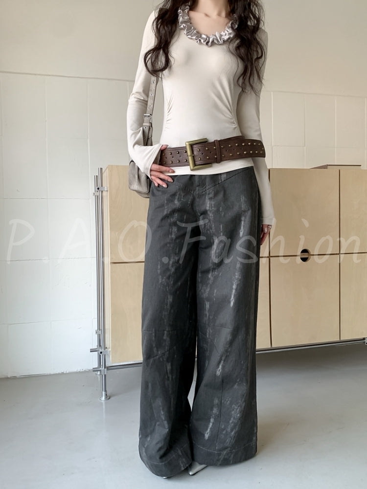 V-Waist Wide Leg Jeans