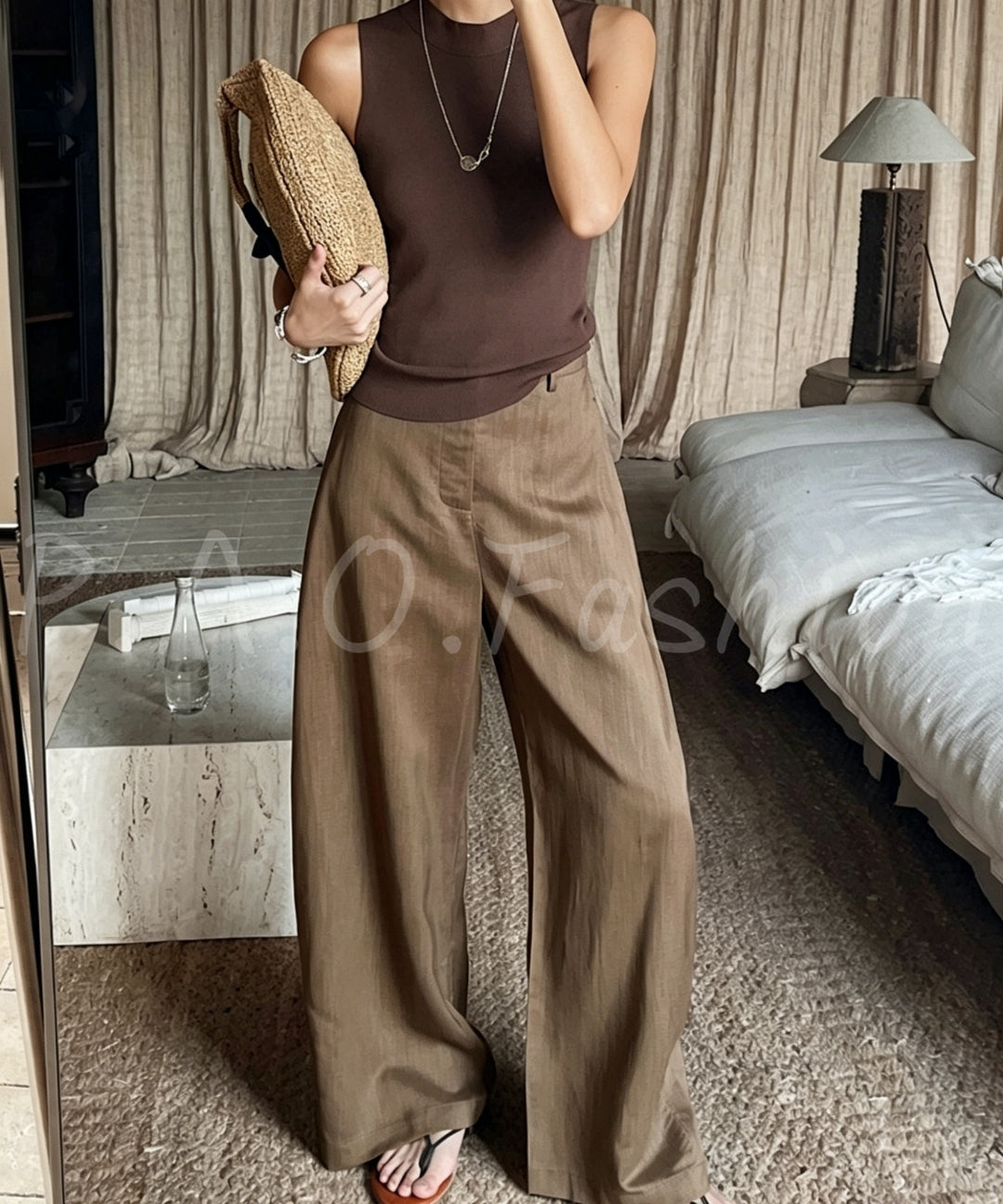 Linen-Blend Relaxed Wide-Leg Pants[Available Now]