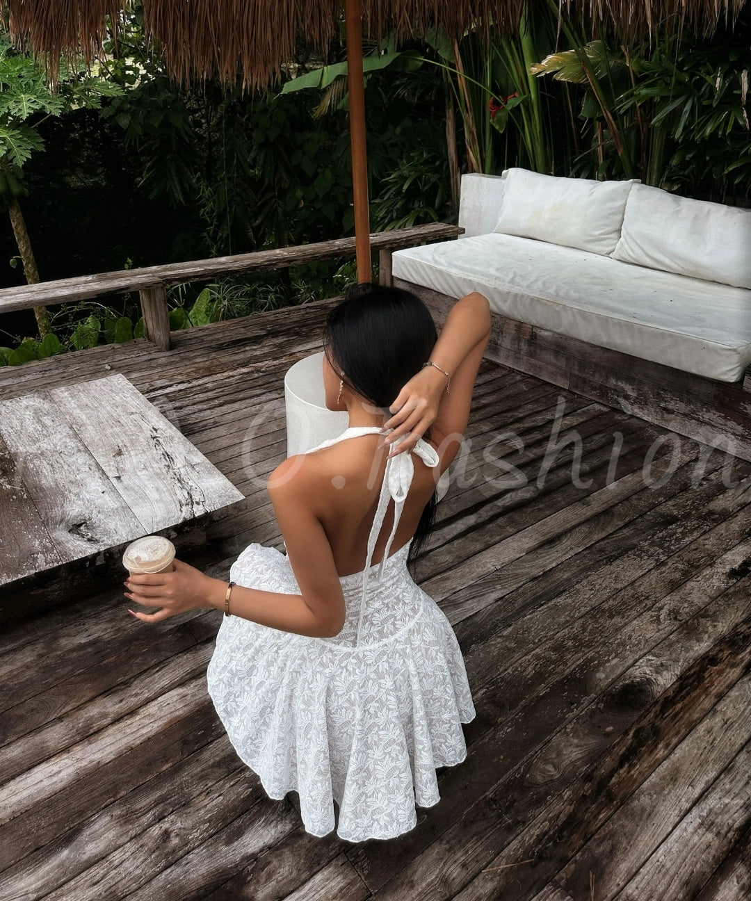 Halter Lace A-Line Mini Dress