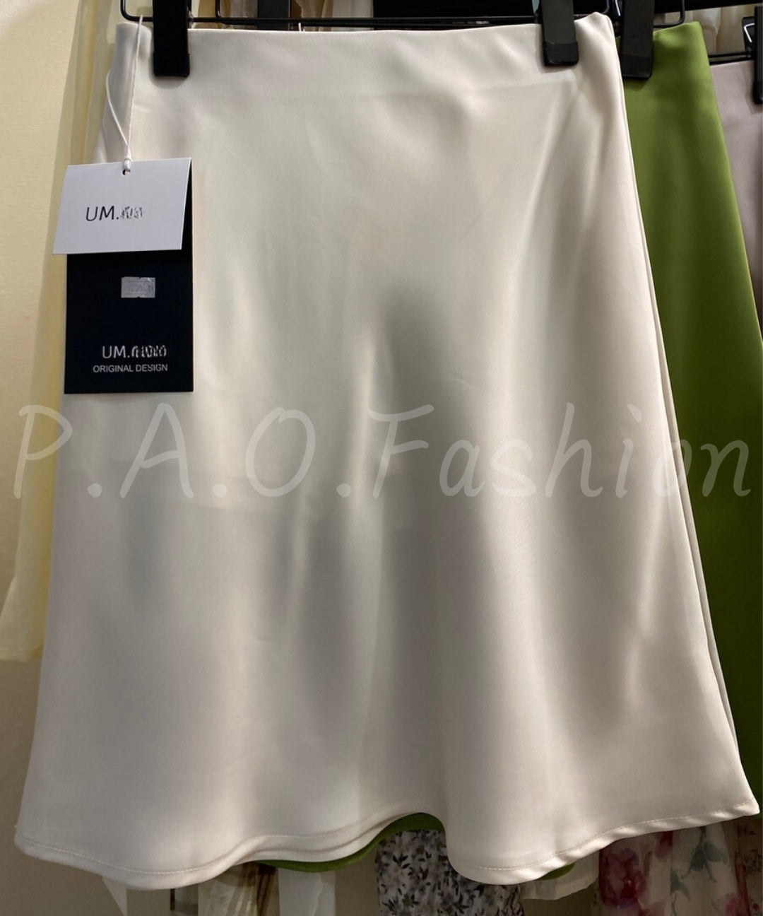 High-Waisted Satin A-Line Midi Skirt[Available Now]