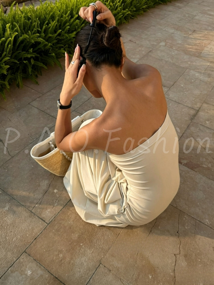 Lyocell Strapless Maxi Dress