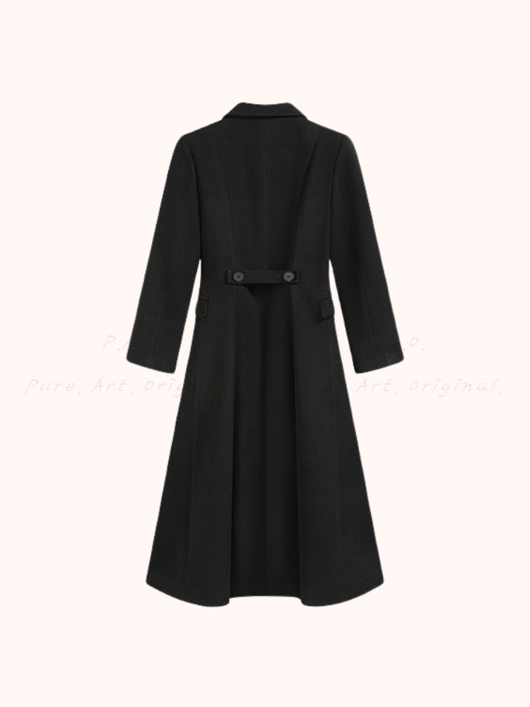 Hepburn-Inspired Belted Long Trench Coat