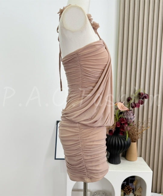 Halter Floral Tulle Bodycon Dress[Available Now]