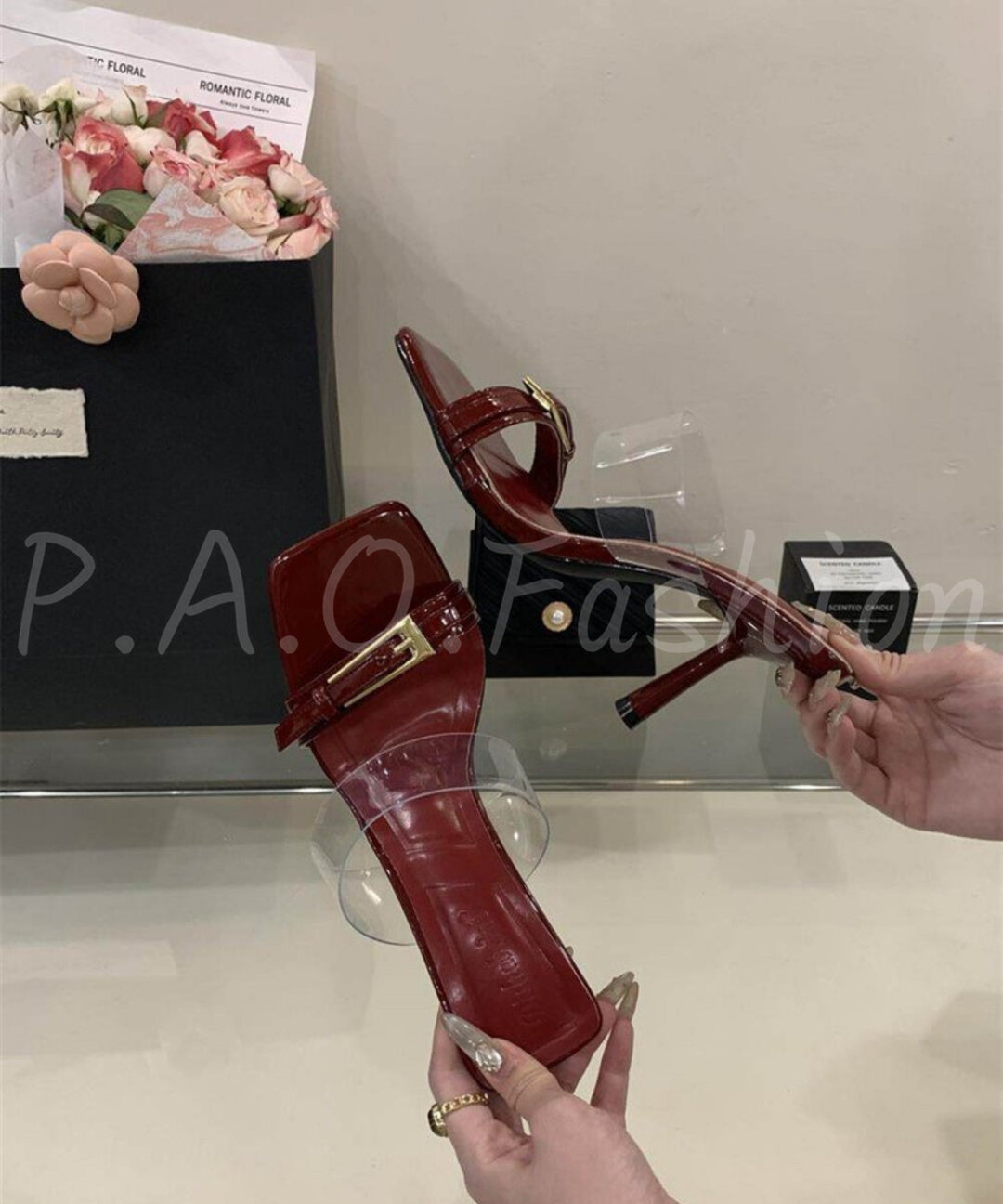 Buckled Clear Strap Heeled Sandals