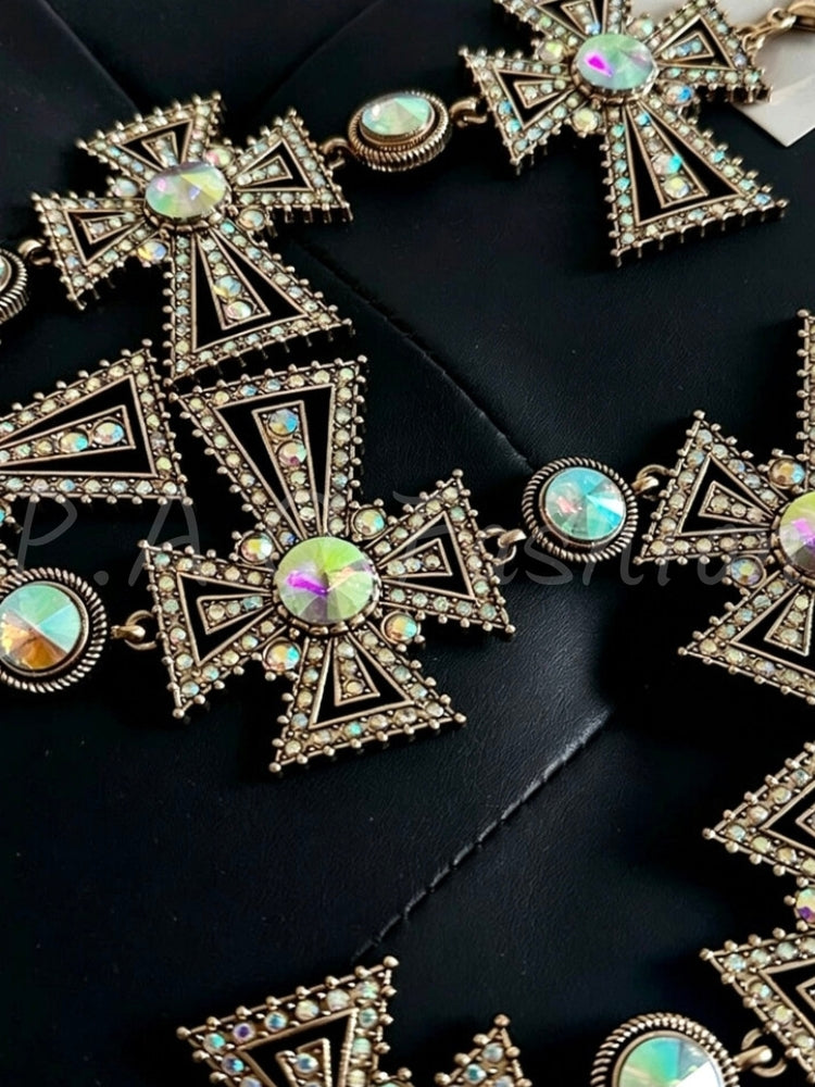 Baroque Cross Rhinestone Chain Waist Belt