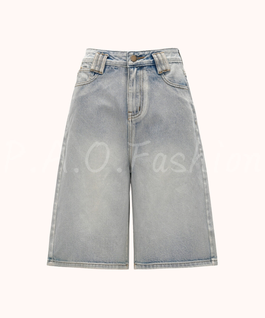 Vintage Washed Wide-Leg Denim Bermuda Shorts[Available Now]