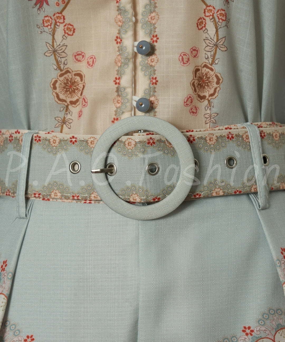 Vintage Floral High Neck Shirt & Shorts Set[Available Now]