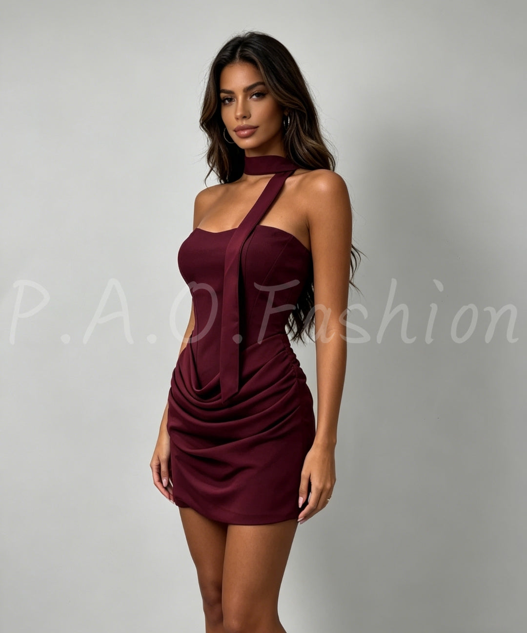 Satin Halter Bandeau Dress[Available Now]