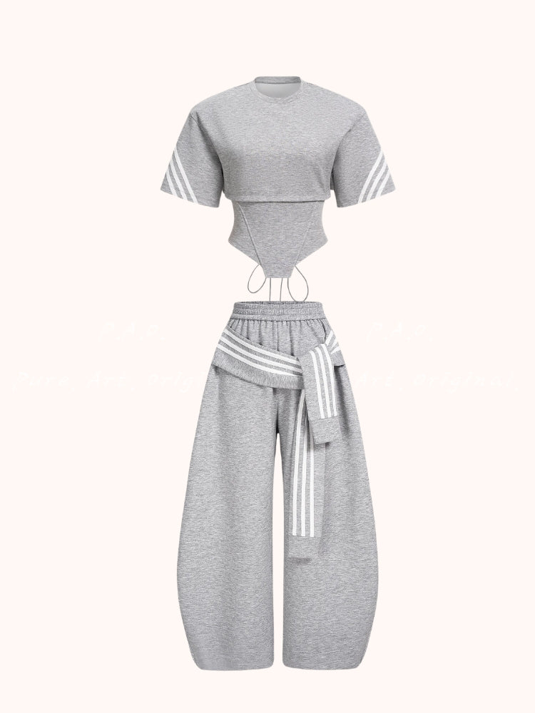 Striped Accent Casual Set