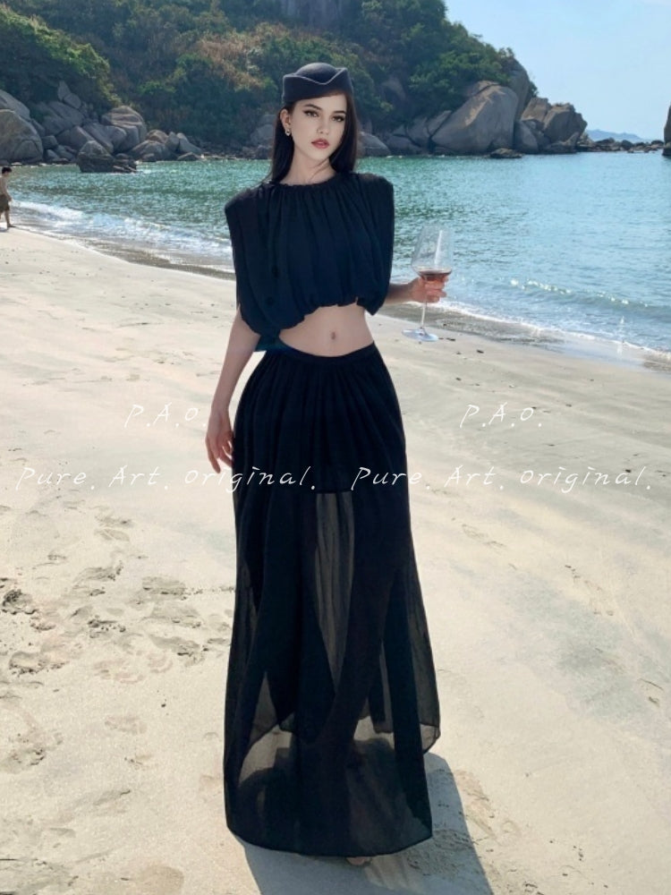 ALORA CUT-OUT SLEEVELESS TWO-PIECE MAXI SET