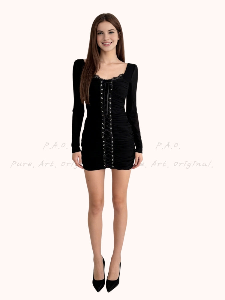 ARIA MESH RUCHED DRESS