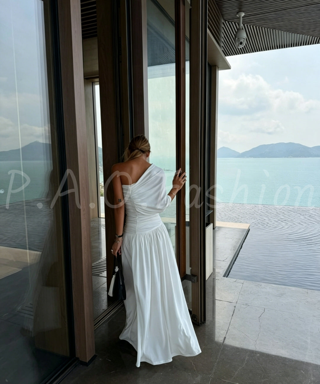One-Shoulder Pleated Waist Maxi Dress[Available Now]
