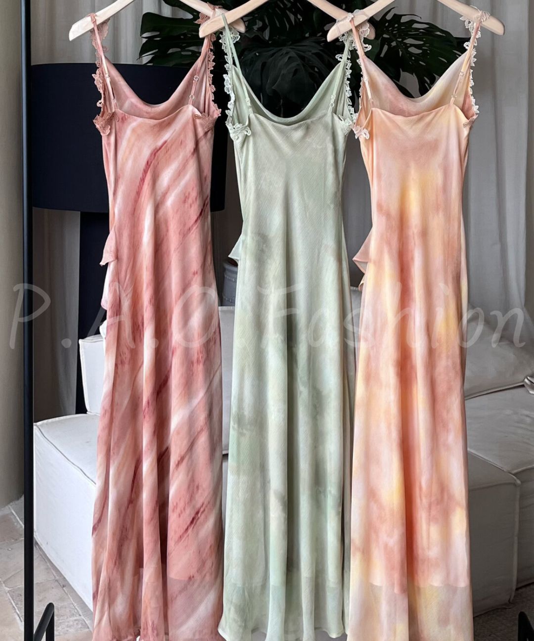 Watercolor Lace Strap Mermaid Dress