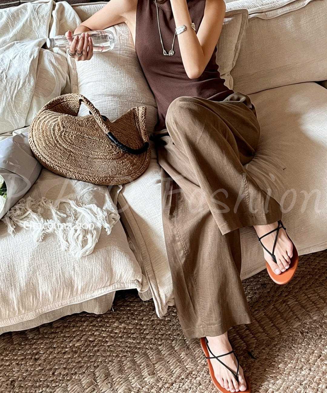 Linen-Blend Relaxed Wide-Leg Pants[Available Now]