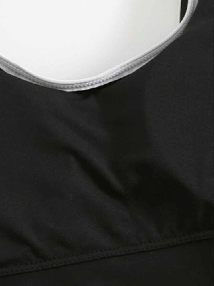 Black & White Colorblock One-Piece Swimsuit Set