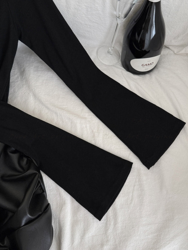 Faux Leather Panel Twist Front Mini Dress