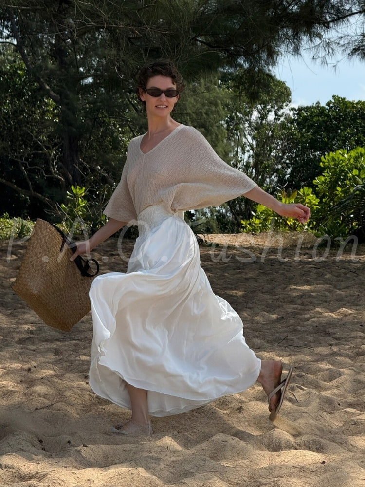 French Resort Flowing A-Line Maxi Skirt