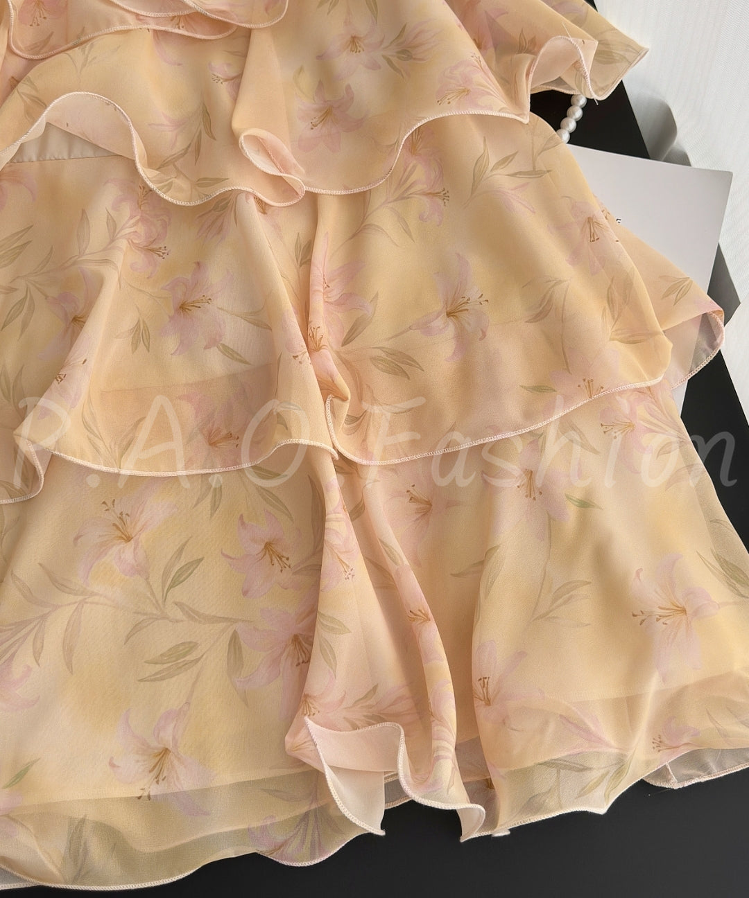 Lily Print Chiffon Tiered Maxi Dress[Available Now]