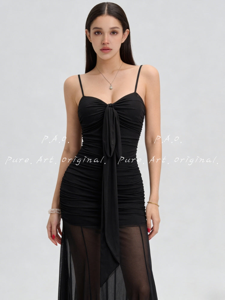 MESH DRAPED CAMI MERMAID DRESS