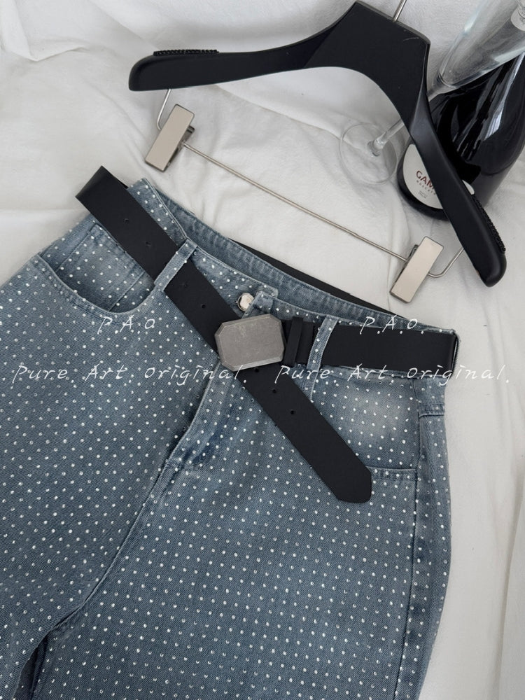 Polka Dot Denim Two-Piece Set