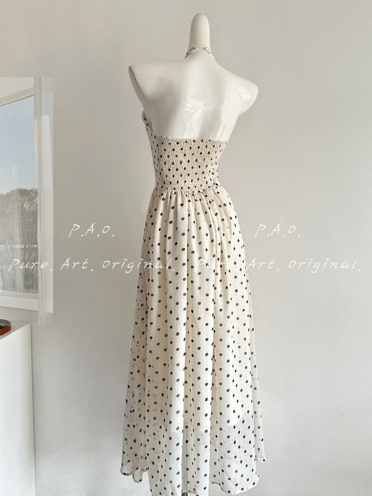 ARIELLE HALTER V-NECK MAXI DRESS