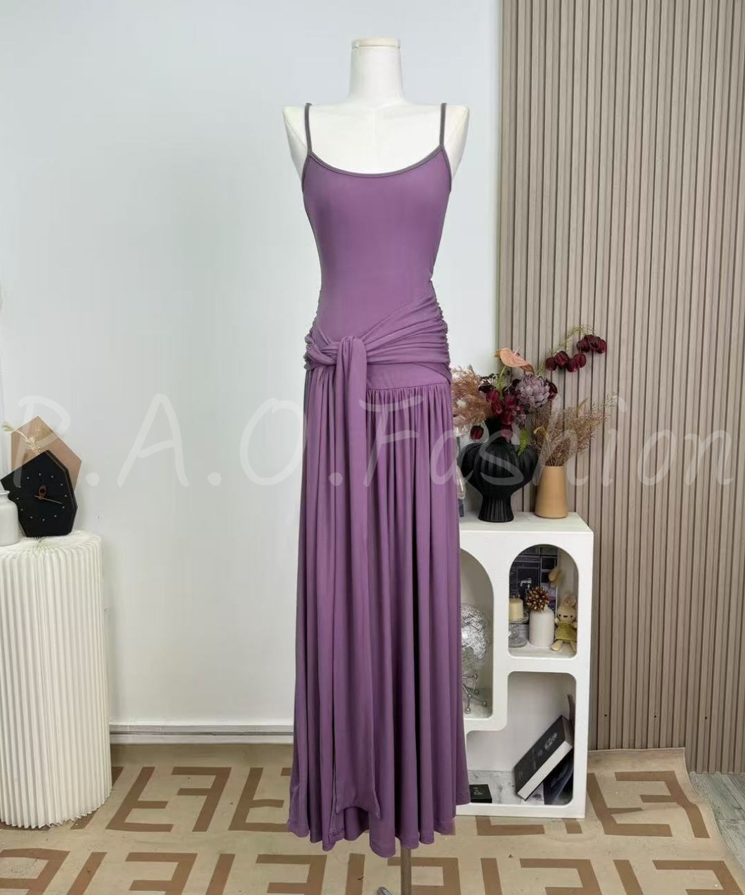 Ruched Tie-Front Camisole Maxi Dress[Available Now]