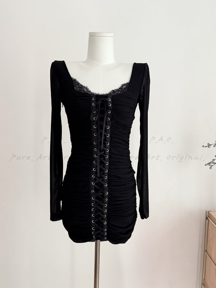 ARIA MESH RUCHED DRESS