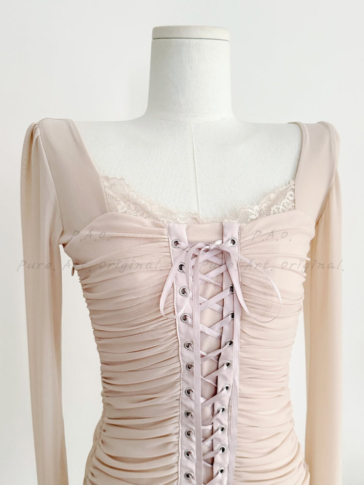 ARIA MESH RUCHED DRESS