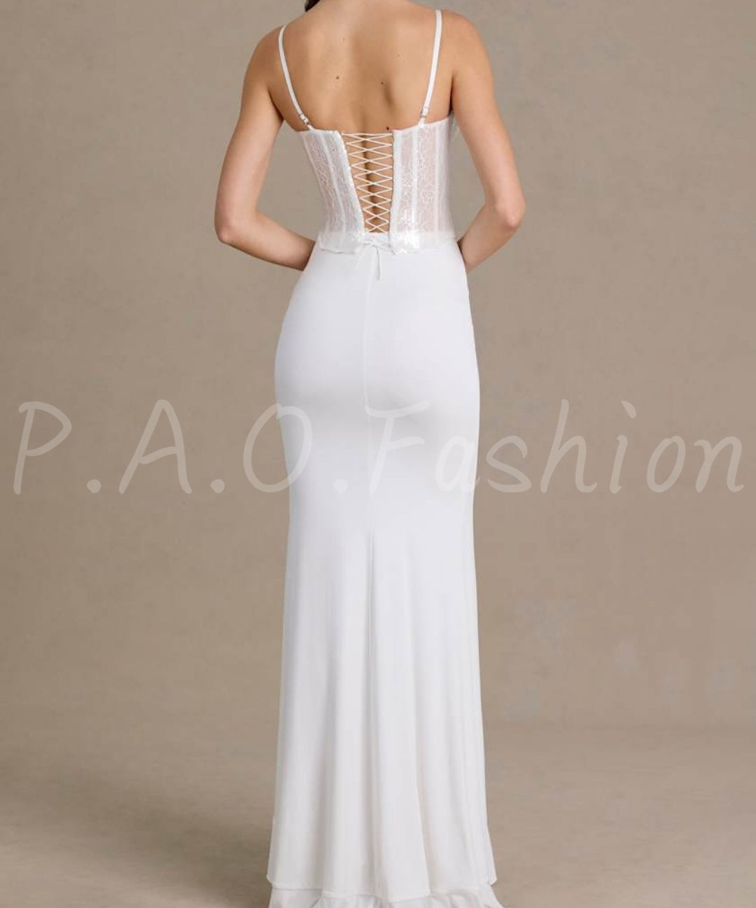 Lace Corset Strap Slit Maxi Dress[Available Now]