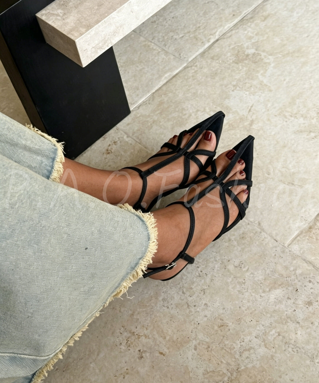 Pointed-Toe Strappy Stiletto Sandals