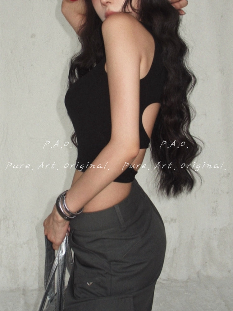 Padded Cut-Out Back Ribbed Tank Top