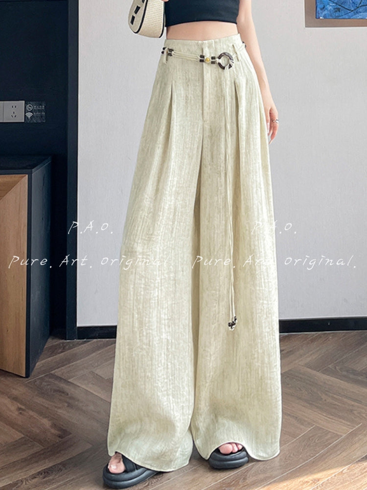 Boho Linen Blend Wide Leg Pants