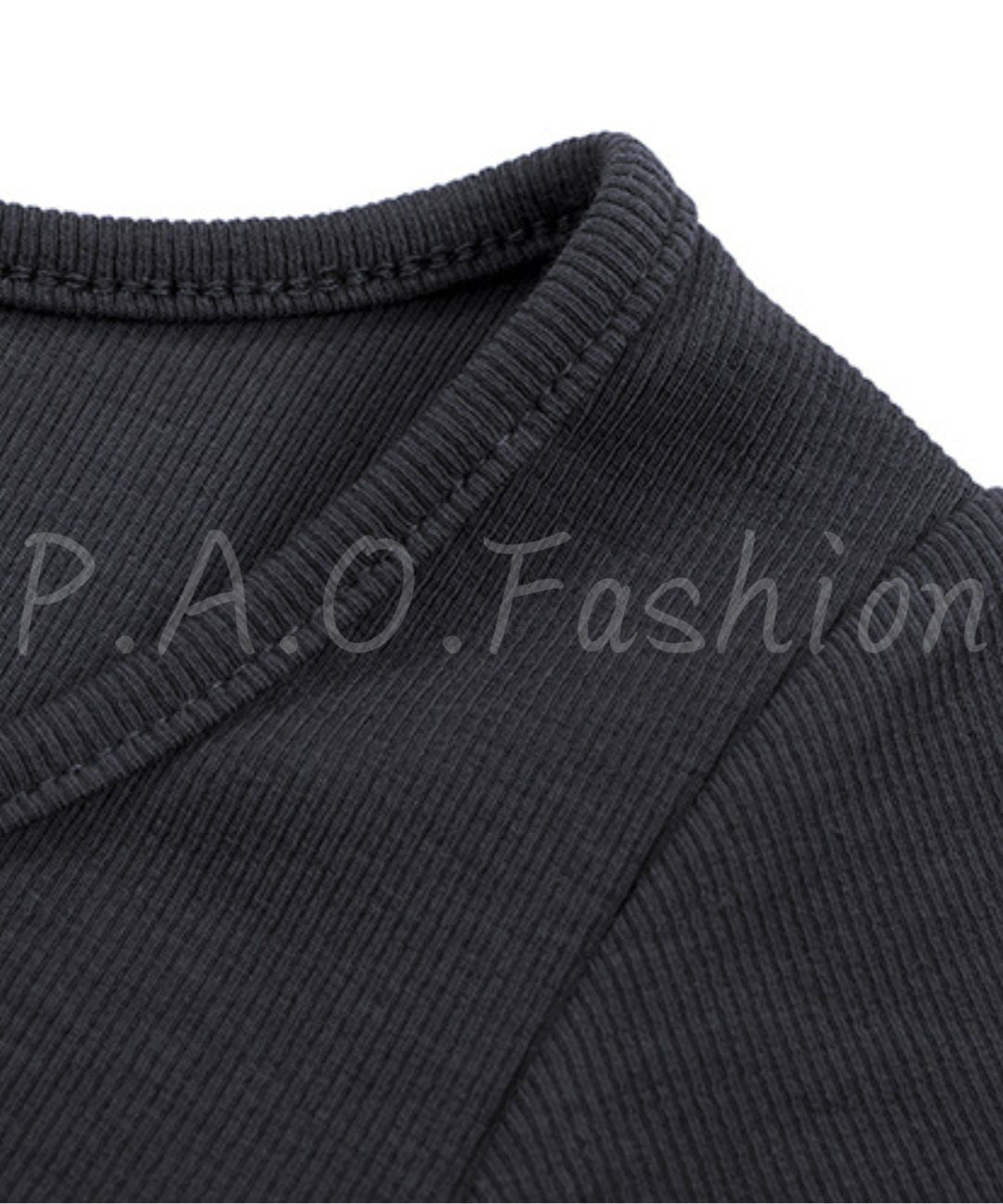 Henley Ribbed Fitted Tee
