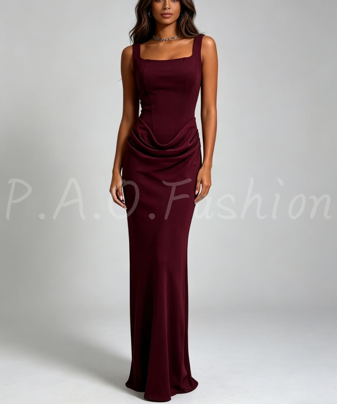 Satin Square Neck Mermaid Gown[Available Now]