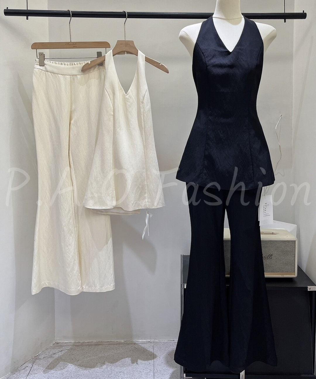 Halter Waist Top & Wide-Leg Pants Set[Available Now]