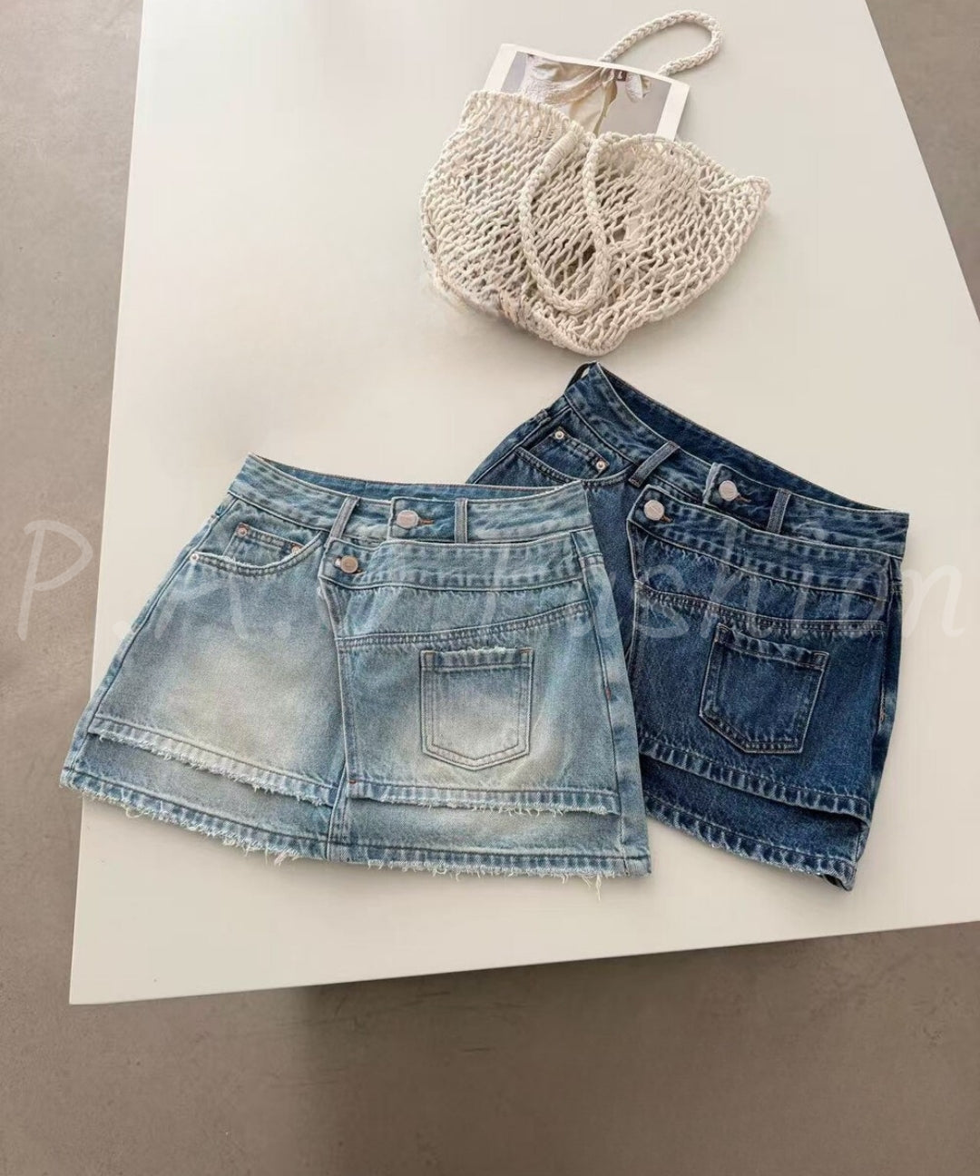 Deconstructed Patchwork Denim Mini Skirt[Available Now]