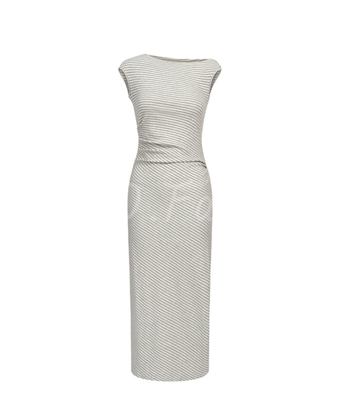 One-Shoulder Ribbed Stripe Maxi Dress