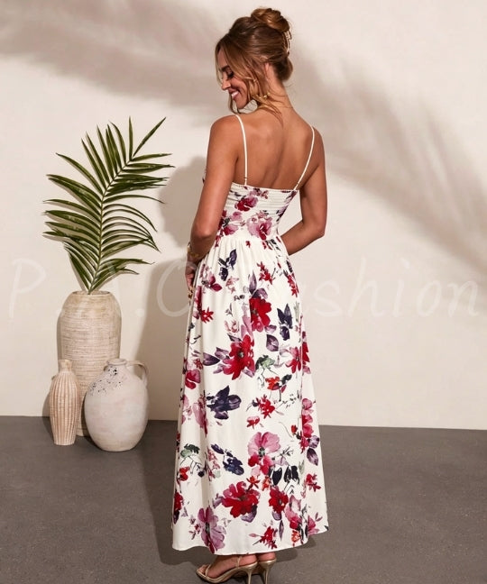 Floral Satin Slip Midi Dress[Available Now]