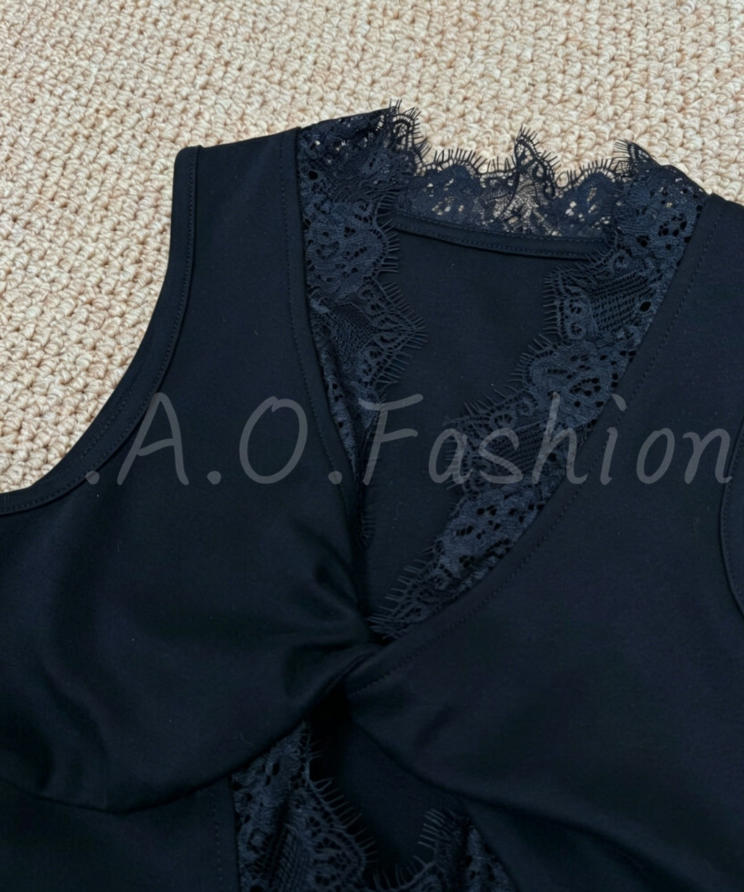 Lace Panel Twist Cut-Out Bodysuit[Available Now]