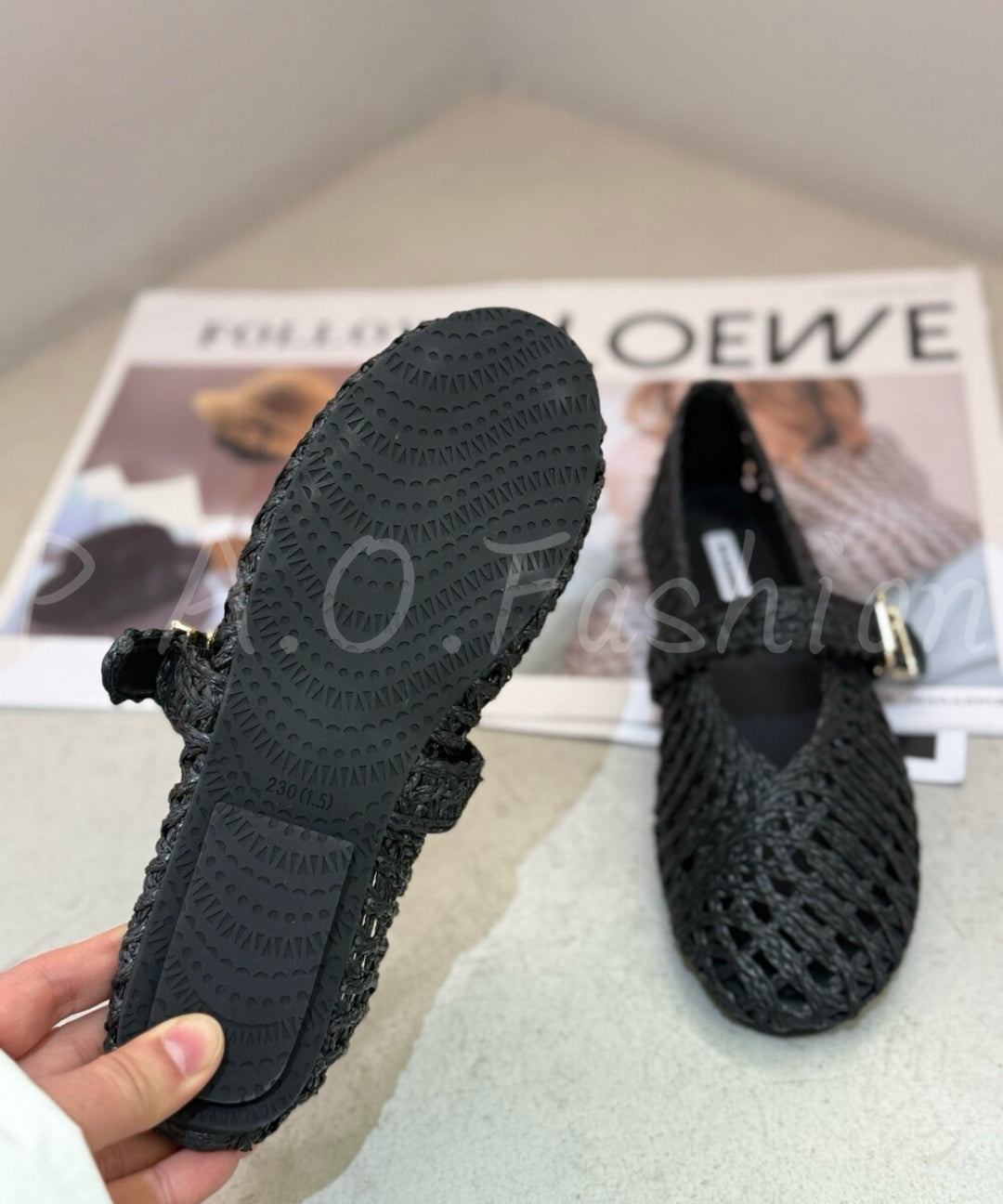 Woven Cut-Out Mary Jane Flat Sandals