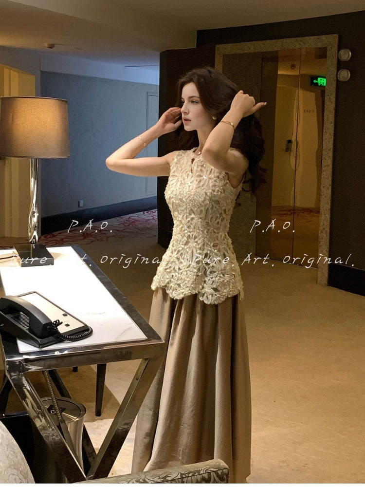 AVERY LACE & SATIN TWO‑PIECE SET