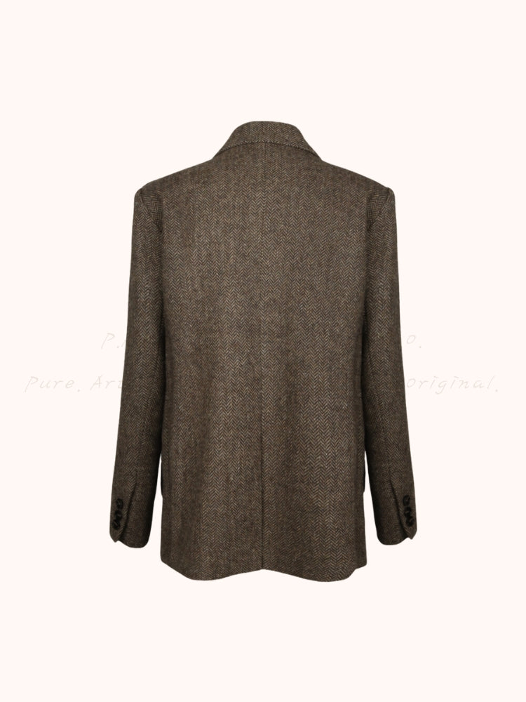 British-Style Argyle Wool-Blend Blazer