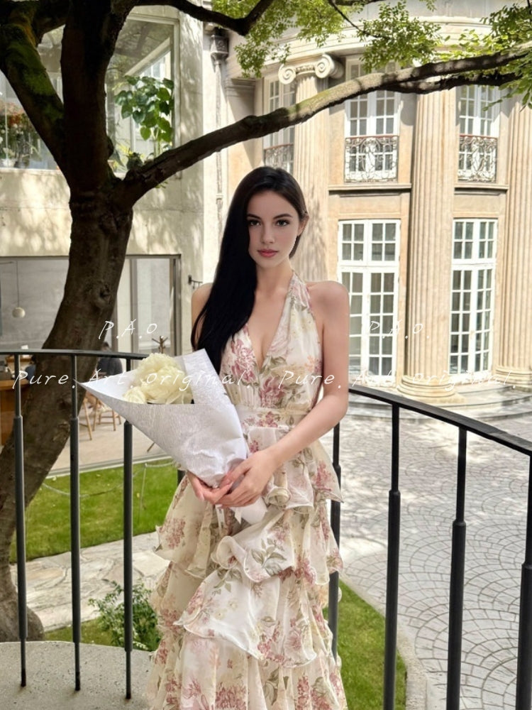 AVERY FLORAL HALTER MAXI DRESS