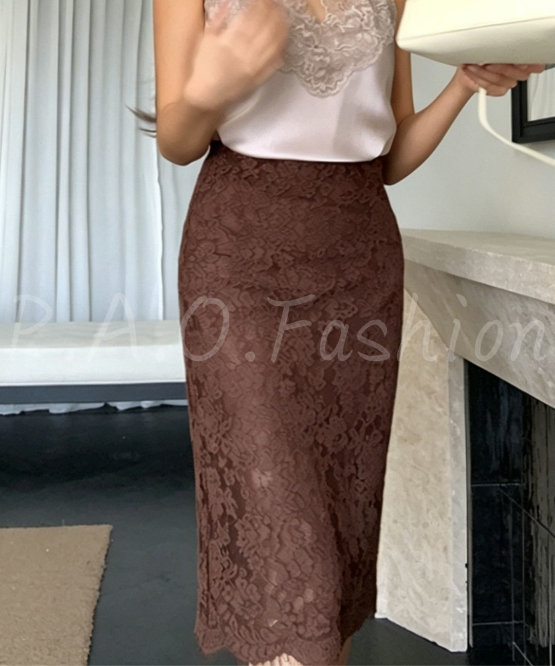 Lace Bodycon Midi Skirt
