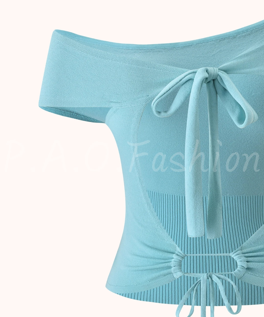 Off-Shoulder Knit Top & Ruched Mini Skirt Set[Available Now]