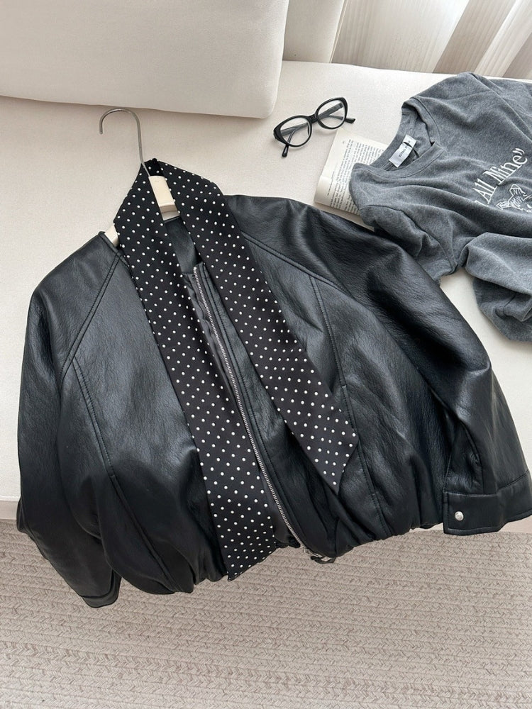 Silk-Scarf Collar Short Jacket