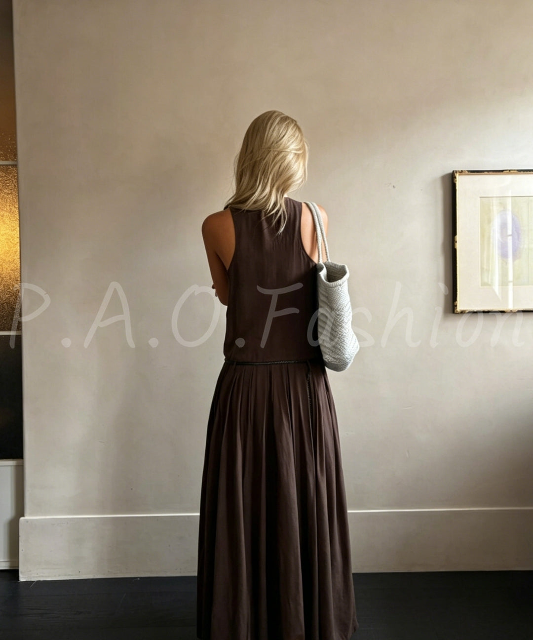 Minimal Belted Sleeveless Maxi Dress
